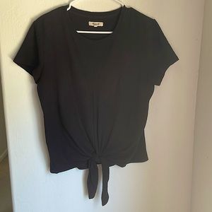 Madewell black front tie-front top